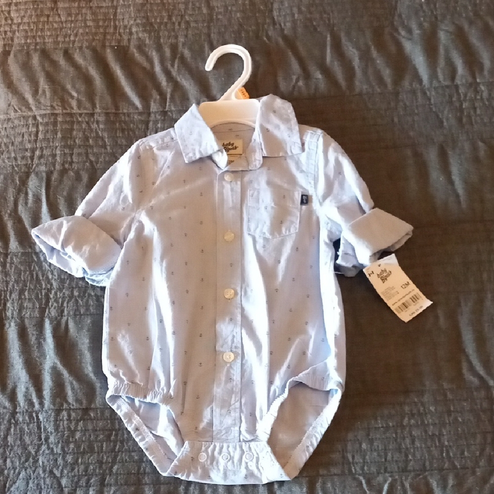 OshKosh Blue Button Down Shirt with Nautical Pattern